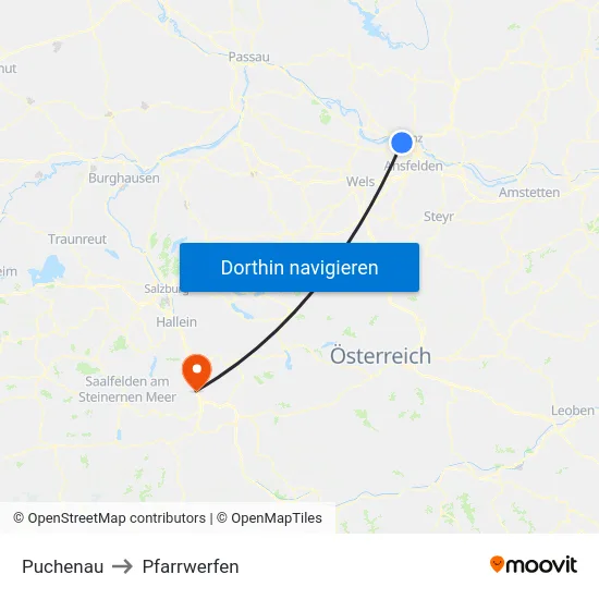 Puchenau to Pfarrwerfen map