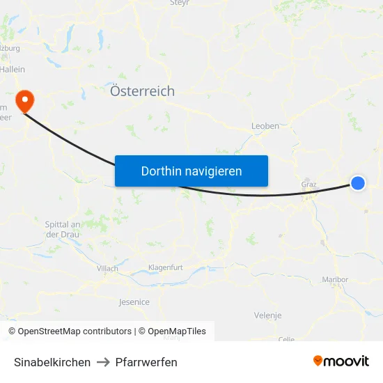 Sinabelkirchen to Pfarrwerfen map