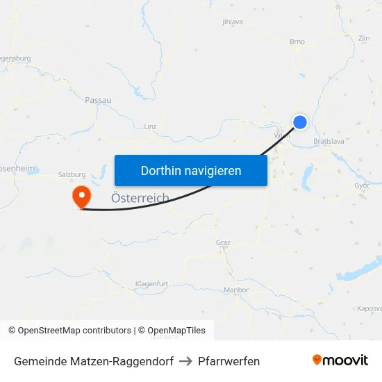 Gemeinde Matzen-Raggendorf to Pfarrwerfen map