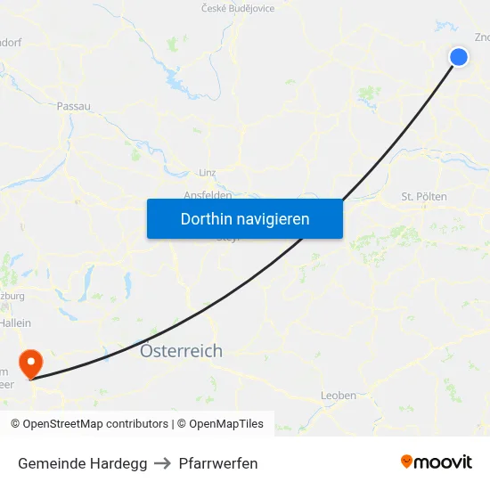 Gemeinde Hardegg to Pfarrwerfen map
