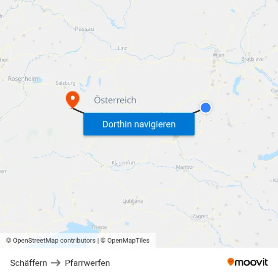 Schäffern to Pfarrwerfen map