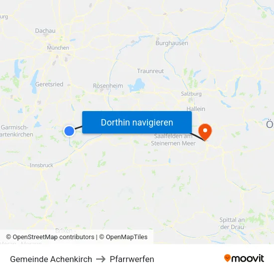 Gemeinde Achenkirch to Pfarrwerfen map