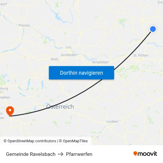 Gemeinde Ravelsbach to Pfarrwerfen map