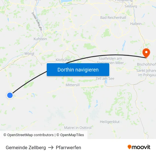 Gemeinde Zellberg to Pfarrwerfen map