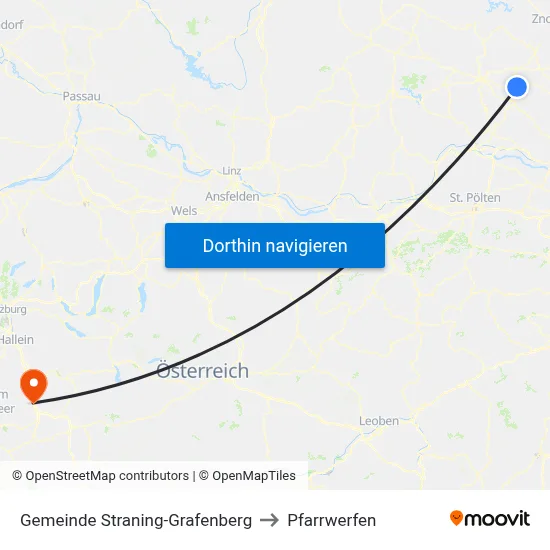 Gemeinde Straning-Grafenberg to Pfarrwerfen map