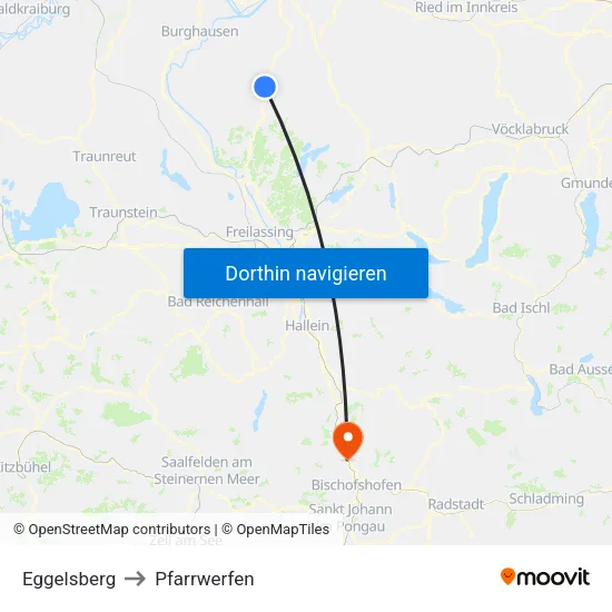 Eggelsberg to Pfarrwerfen map