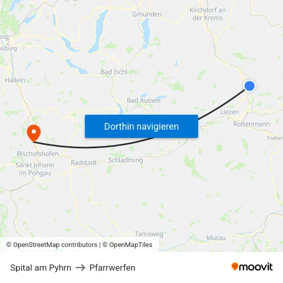 Spital am Pyhrn to Pfarrwerfen map