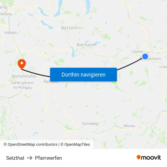 Selzthal to Pfarrwerfen map