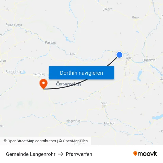 Gemeinde Langenrohr to Pfarrwerfen map