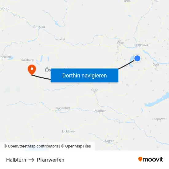 Halbturn to Pfarrwerfen map