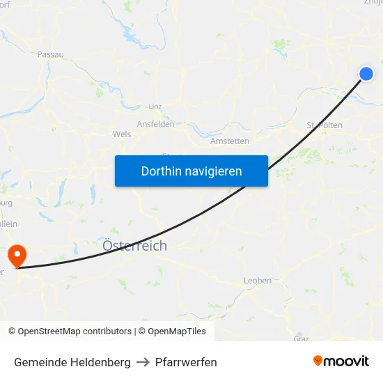 Gemeinde Heldenberg to Pfarrwerfen map