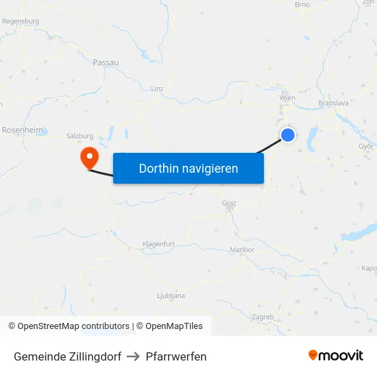 Gemeinde Zillingdorf to Pfarrwerfen map