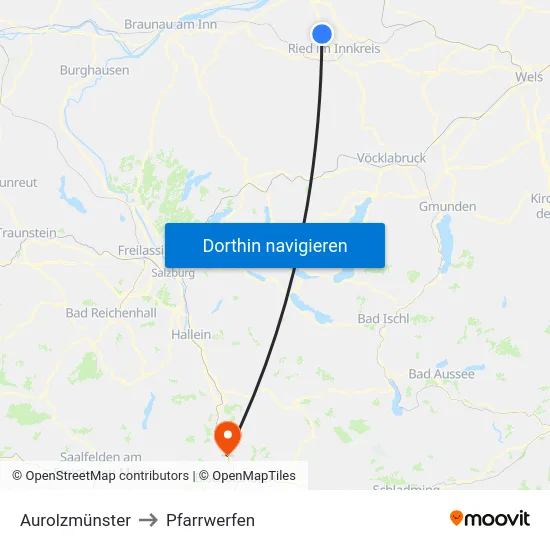 Aurolzmünster to Pfarrwerfen map
