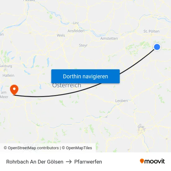 Rohrbach An Der Gölsen to Pfarrwerfen map