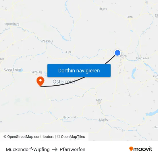 Muckendorf-Wipfing to Pfarrwerfen map