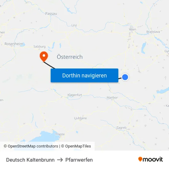 Deutsch Kaltenbrunn to Pfarrwerfen map
