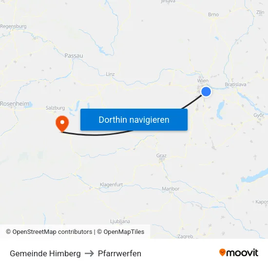 Gemeinde Himberg to Pfarrwerfen map