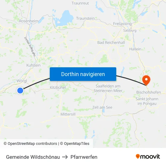 Gemeinde Wildschönau to Pfarrwerfen map