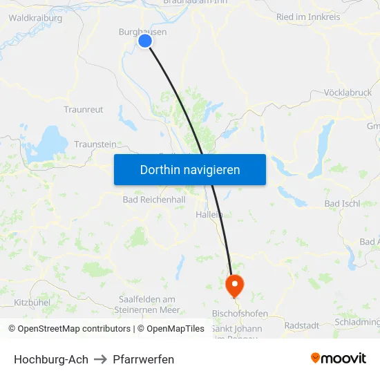Hochburg-Ach to Pfarrwerfen map