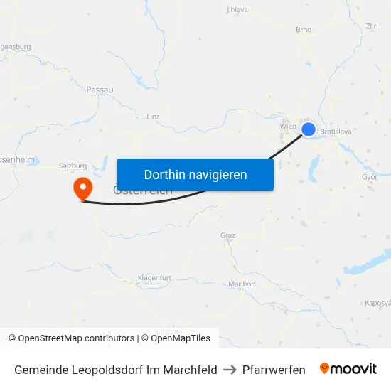 Gemeinde Leopoldsdorf Im Marchfeld to Pfarrwerfen map