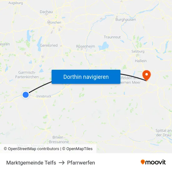 Marktgemeinde Telfs to Pfarrwerfen map