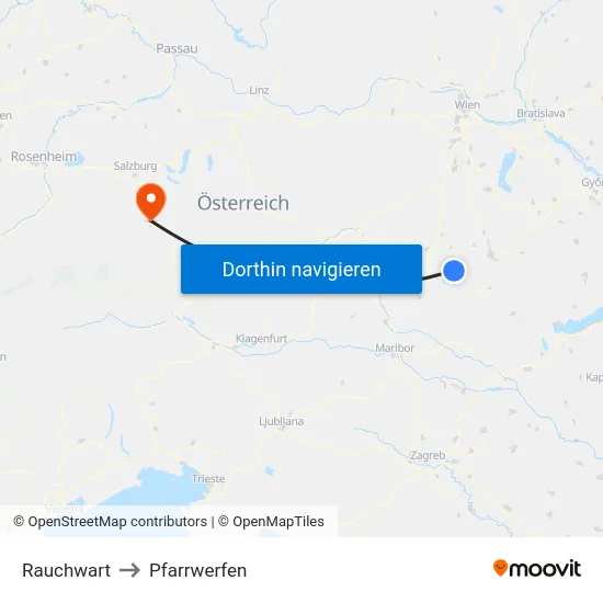 Rauchwart to Pfarrwerfen map