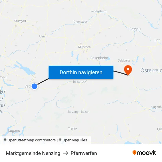 Marktgemeinde Nenzing to Pfarrwerfen map