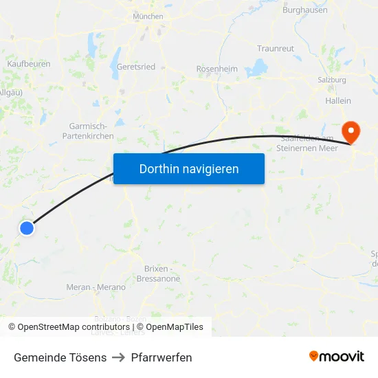 Gemeinde Tösens to Pfarrwerfen map