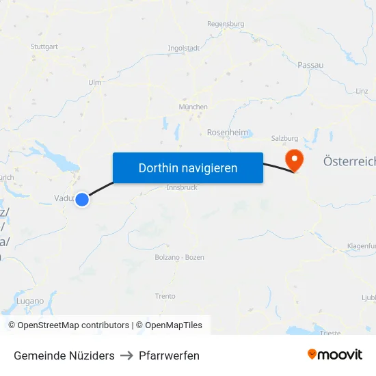 Gemeinde Nüziders to Pfarrwerfen map