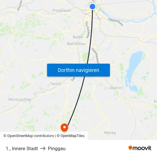 1., Innere Stadt to Pinggau map