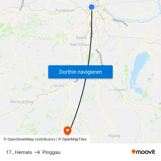 17., Hernals to Pinggau map