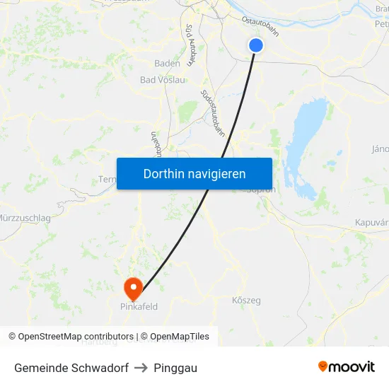 Gemeinde Schwadorf to Pinggau map