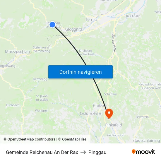 Gemeinde Reichenau An Der Rax to Pinggau map