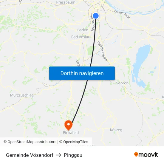 Gemeinde Vösendorf to Pinggau map