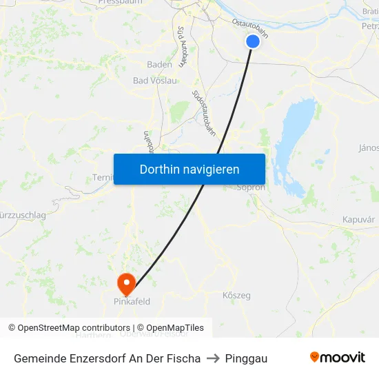 Gemeinde Enzersdorf An Der Fischa to Pinggau map