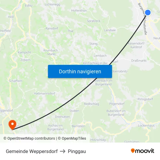 Gemeinde Weppersdorf to Pinggau map