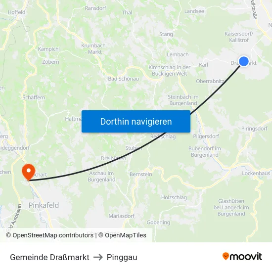 Gemeinde Draßmarkt to Pinggau map
