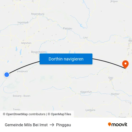Gemeinde Mils Bei Imst to Pinggau map