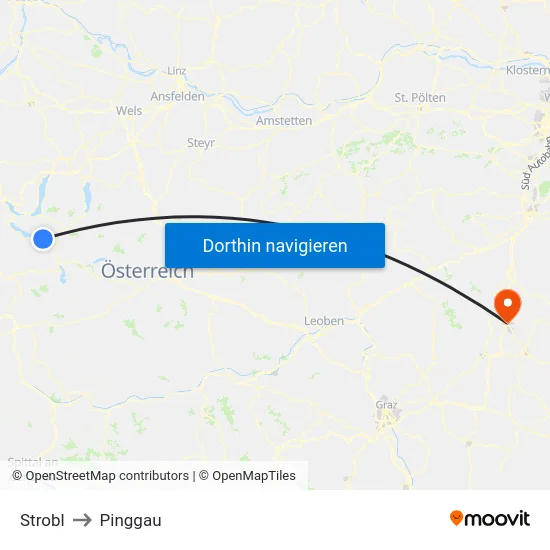 Strobl to Pinggau map