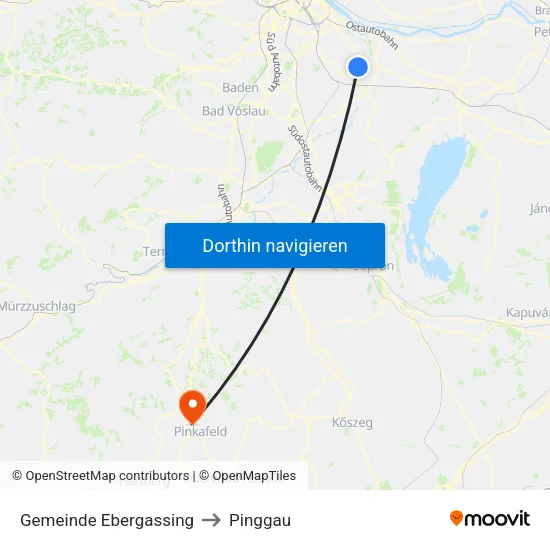 Gemeinde Ebergassing to Pinggau map