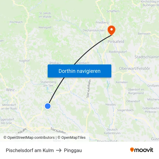 Pischelsdorf am Kulm to Pinggau map