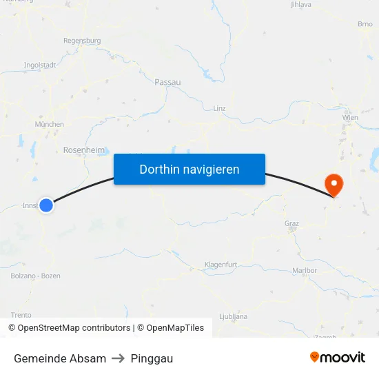 Gemeinde Absam to Pinggau map