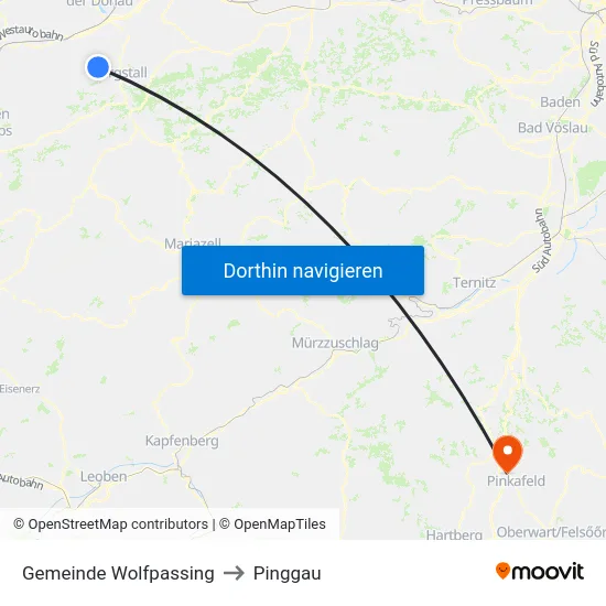 Gemeinde Wolfpassing to Pinggau map
