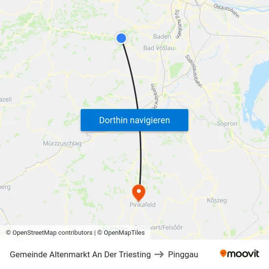 Gemeinde Altenmarkt An Der Triesting to Pinggau map