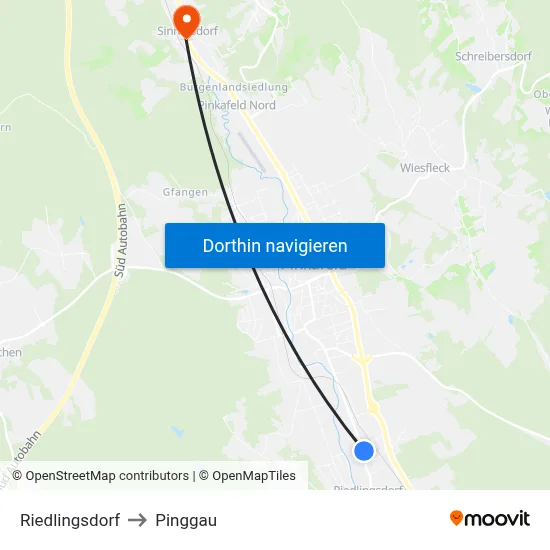 Riedlingsdorf to Pinggau map