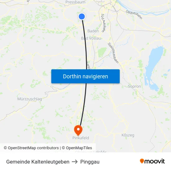 Gemeinde Kaltenleutgeben to Pinggau map