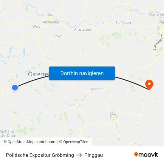 Politische Expositur Gröbming to Pinggau map