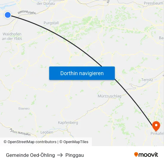 Gemeinde Oed-Öhling to Pinggau map