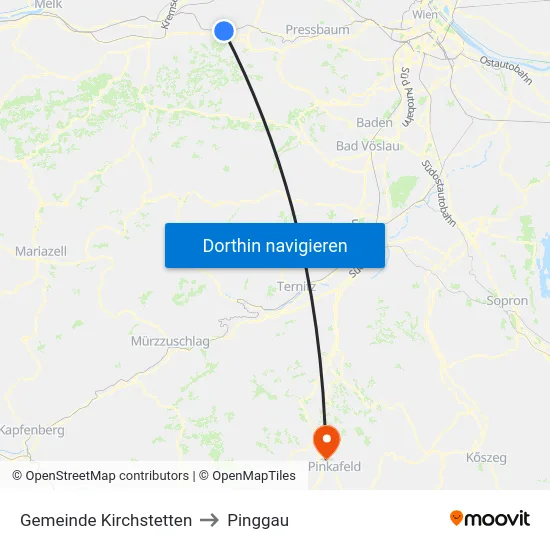 Gemeinde Kirchstetten to Pinggau map