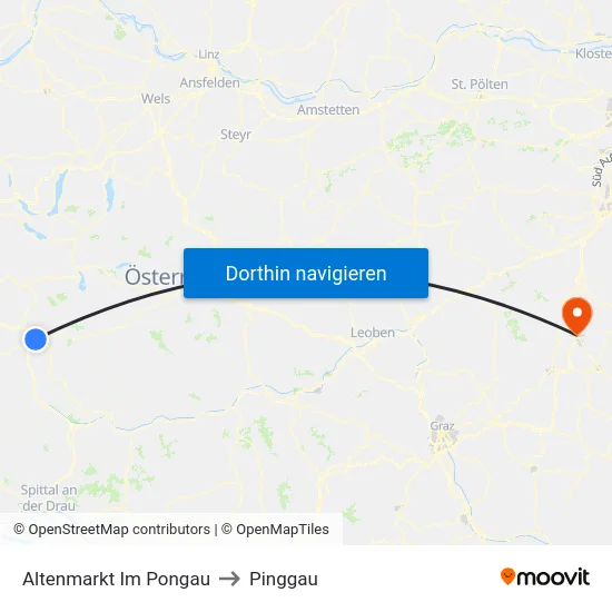 Altenmarkt Im Pongau to Pinggau map